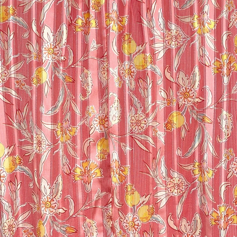 LC LAUREN CONRAD Chiffon Bohemian Blouse 3/4 Ruffle Sleeve Split Neck with Tie - Picture 8 of 12